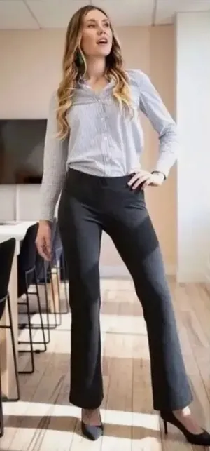 Betabrand Classic Dress Pant Yoga‎ Pant Bootcut Charcoal Gray Size Medium thumbnail 1