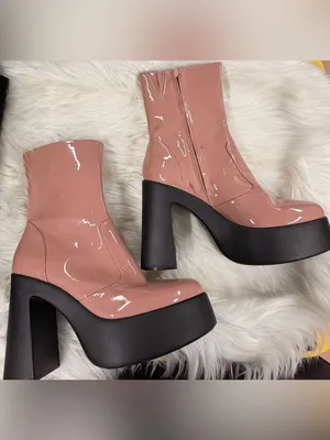 Gianni Bini Chunky Platform Mid Boots Patent leather Size 9 Womens dusty pink thumbnail 2