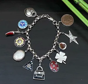 Sterling Silver Vintage 925 12 Charms Bracelet thumbnail 1