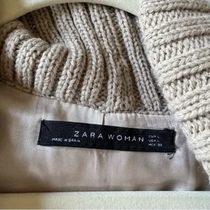 Zara‎ Lagenlook Boho Wool Tunic Mini Dress Knit Neck Straight Silhouette Large thumbnail 8