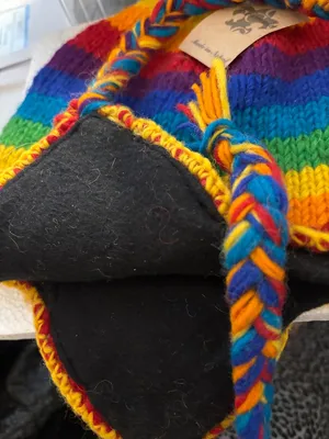 Handmade Rainbow Knit Sherpa Hat thumbnail 4