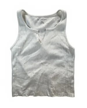 American Eagle Women’s S White Ribbed Split Neck Tank Top Sleeveless Basic thumbnail 1