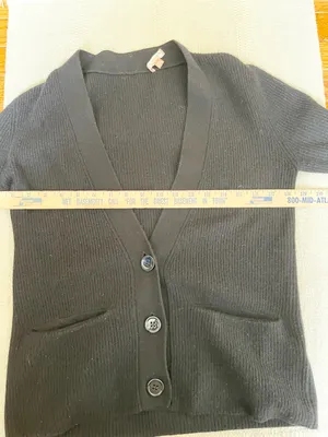 Kier + J Womens Black 100% Cashmere Cardigan Sweater Size Small Minimal Simple thumbnail 5
