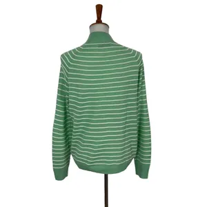 Stitches And Stripes Sweater Small Green White Striped Mockneck Preppy thumbnail 5