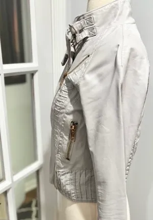 Blank NYC "On The Rocks" Light Gray Faux Leather Jacket thumbnail 6