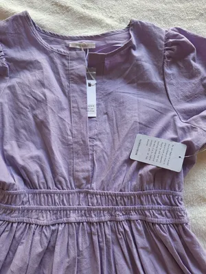 NWT Stitchdrop Lilac Cotton Ruffle Mini Dress M thumbnail 2