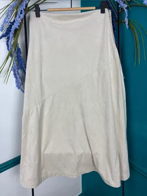 Women’s Cream faux suede A-Line Skirt thumbnail 2