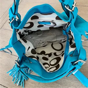 NWT Yoki Teal Vegan Leather Tassel 2-Way Slouchy Shoulder Bag thumbnail 5