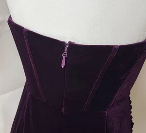 Azazie Larisa velvet strapless floor length dress Grape Size A6 4-6 thumbnail 3