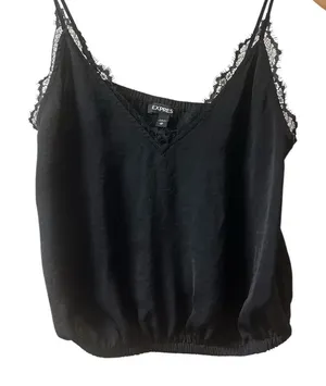 Express Black Lace-Trim V-Neck Camisole thumbnail 1