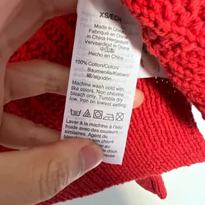 Madewell Bobble Cotton Pom Pom Cardigan Sweater in Kilt Red XSMALL NWT thumbnail 7