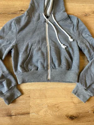 SheIn Grey Cropped Full Zip Hoodie thumbnail 2