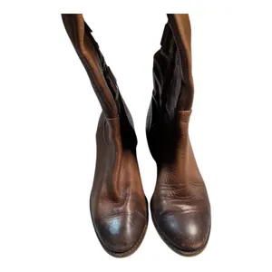 Arturo Chiang Cognac Brown Leather Strap Accent Knee High Flat Riding Boots Sz 7 thumbnail 2