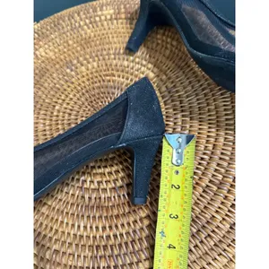 Easy Street Alive 5 Black Glitter Meshi Peep Toe Kitten Heel Pumps Evening Shoes thumbnail 5