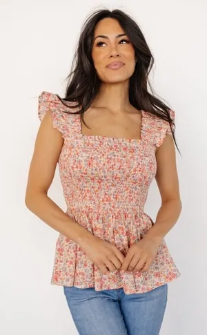 Baltic‎ Born Ida Peplum Top in Pink Multi Floral Size XS thumbnail 1