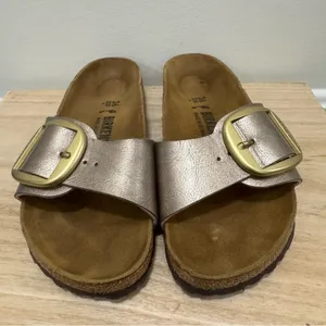 Birkenstock Madrid Birko-Flor Copper Metallic Leather Sandals 5‎ thumbnail 6