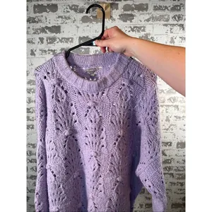 Aerie | women lilac purple knitted crewneck sweater thumbnail 2