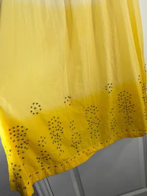 Alberto Makali Yellow Ombre Studded Cotton Maxi Skirt thumbnail 3