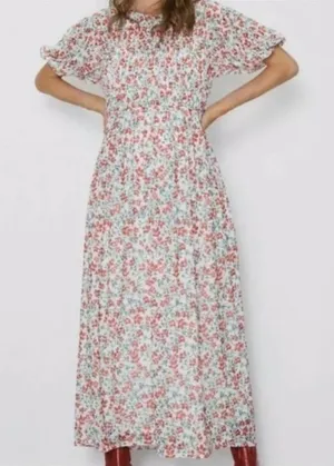 ZARA Smocked Maxi Dress NWT NEW Small Floral Print thumbnail 1