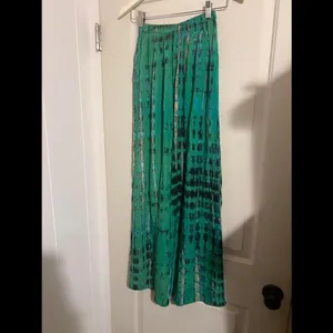 Style Park 1 Green Blue Tie‎ Dye Wide Leg Resort Pants Palazzo Bohemian thumbnail 2