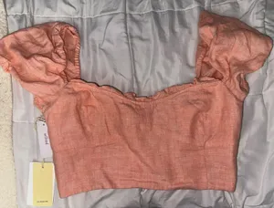 Aritzia Square Neck Linen Cropped Blouse thumbnail 1
