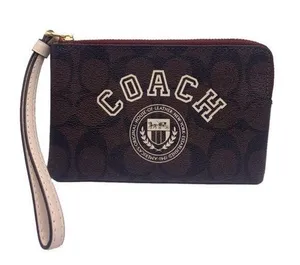 COACH Brown Coated Canvas Wristlet thumbnail 1