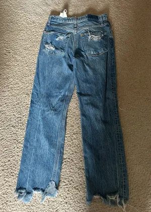 Free People Distressed Straight Leg Jeans thumbnail 4
