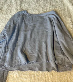 Thin Waffle Fabric Long Sleeve Blue thumbnail 1