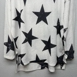 Altar'd State Star Print Knit Sweater Womens Small Stretch Oversized Patriotic thumbnail 5