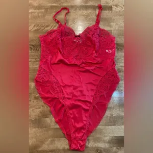 APPLAUSE Vintage Red Lace‎ High Cut Teddy 80s 90s Size 34 Made in the USA NWOT thumbnail 3