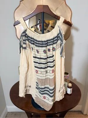 Free People New Romantics Sunburst OTS Mini Dress Embroidered Festival Y2K Gauze thumbnail 2