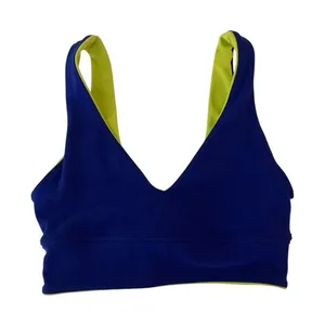 Blue Lime Reversible V‎ Neck Sports Bra Athletic Yoga Top Small thumbnail 1