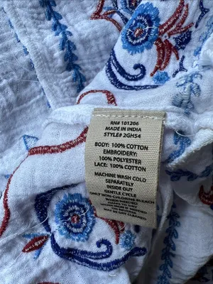 Soft Surroundings Sarnia Embroidered Midi Cotton Gauze Dress Medium Boho thumbnail 6
