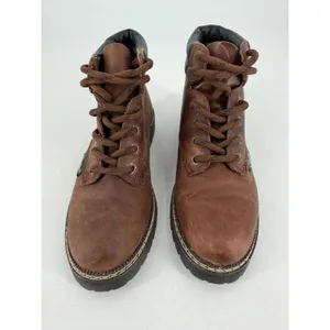 Candies Ankle Boots Womens 7.5 Brown Leather Lug Sole Vintage 90s Grunge Utility thumbnail 10
