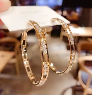 18K Gold Plated CZ Diamond Gold Hoop Earrings for Women thumbnail 1