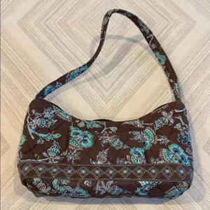 Croft & Barrow Brown Teal Quilted Floral Shoulder Bag Small thumbnail 1