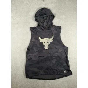 Under Armour Sleeveless Hoodie Women's L Gray Project Rock Camouflage Logo‎ thumbnail 5