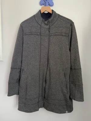 Title Nine Women’s XL Grey Full Zip Up Long Shacket Wool Outdoor Hike Winter thumbnail 2