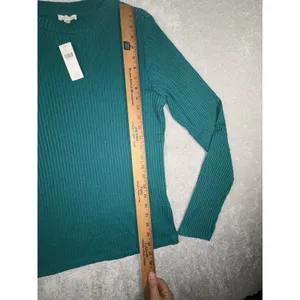 Pilcro crew neck long sleeve shirt green ribbed nwt Large thumbnail 7