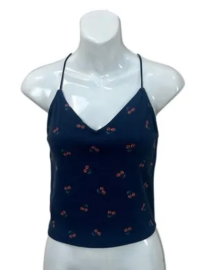 American Eagle Strappy-Go-Lucky cherry blue tank top size M thumbnail 1