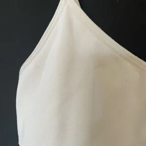White V-Neck bra top unlined unpadded casual comfortable bralette workout thumbnail 2