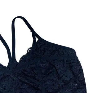 Aerie Black Lace Bralette with Velvet Trim Straps Womens L thumbnail 3