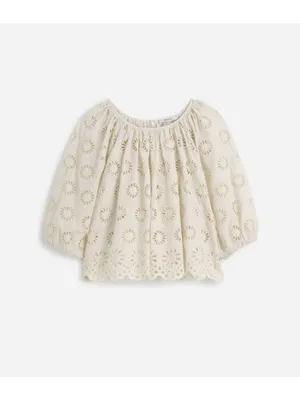 NWT Madewell Embroidered Shirred Puff-Sleeve Top - Size: Small thumbnail 2