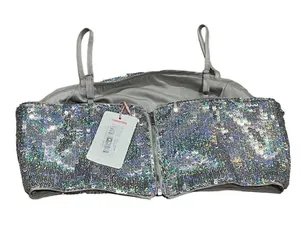 GB Women's Silver Sequin Bandeau Camisole Top Size M Party Sparkly thumbnail 15
