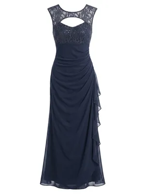 B&A Navy Lace Bodice Maxi Dress with Keyhole Detail thumbnail 2
