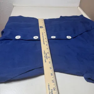 Mango MNG Basics Blue Linen Blend Button Front Romper‎ Tie Waist Women Size 4 S thumbnail 5