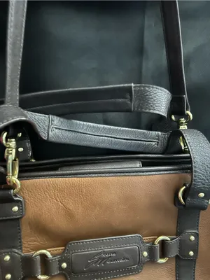 Stone Mountain Two-Tone Brown Tote Shoulder Travel Bag thumbnail 7