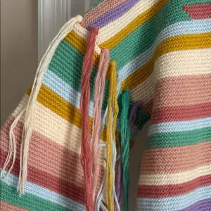 Multicolor Striped Fringe Crewneck Sweater - Women thumbnail 7