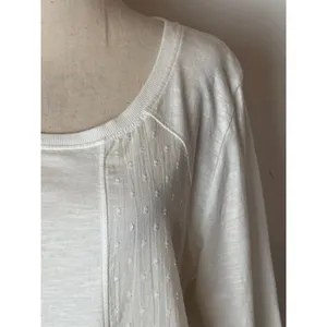Sundance Shirt Women Large White Cotton Mixed Print Knit Long‎ Sleeve Tee Boho thumbnail 7