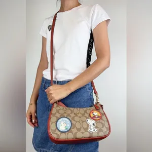 NWT Coach X Peanuts Teri Shoulder Bag In Signature Canvas With Patches thumbnail 10